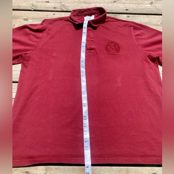 M&S Men’s Maroon Long Sleeve Rugby Style Polo Shirt Size XL - Picture 6 of 6